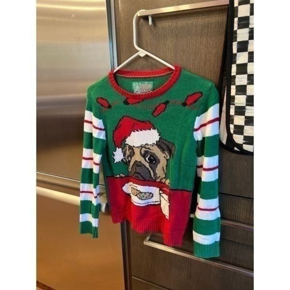 Ugly Christmas Sweater Unisex Size adult small Pug Design